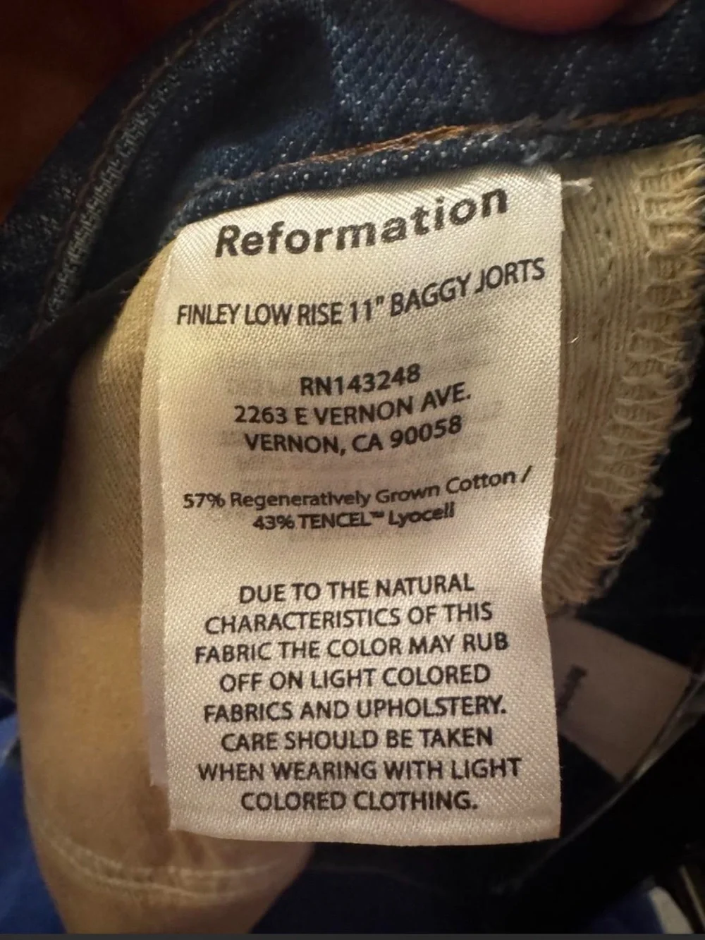 Low Rise Reformation Dark Blue Long Denim Shorts